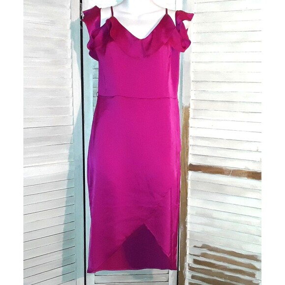 Just Fab Cold Shoulder Slip Dress Size Large Adjustable Straps Wedding Guest - Picture 1 of 12